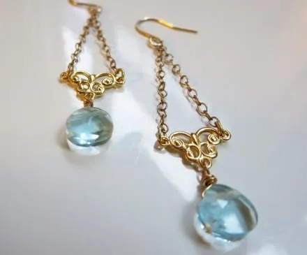 ブルートパーズのピアス K14GF