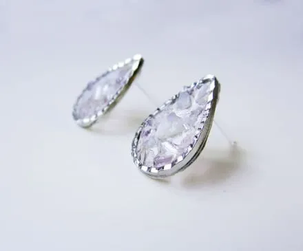 アメジストとシェルのレジンピアス
