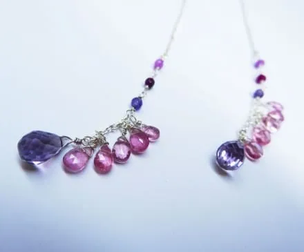 Pink Topaz & Amethyst Earrings with Sterling Silver – 3