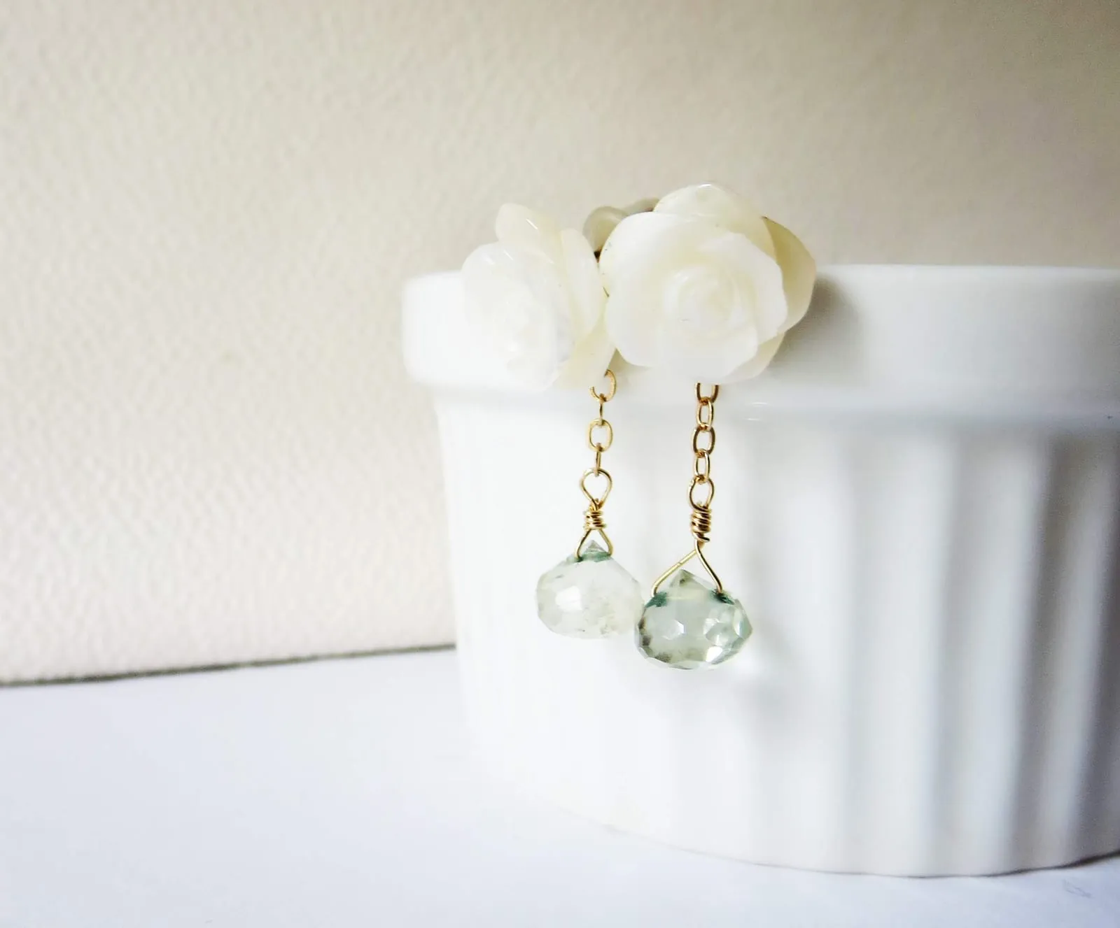 Shell & Green Amethyst Earrings – 3