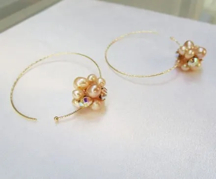 Freshwater Pearl Earrings with K10 Yellow Gold Hoops – 3