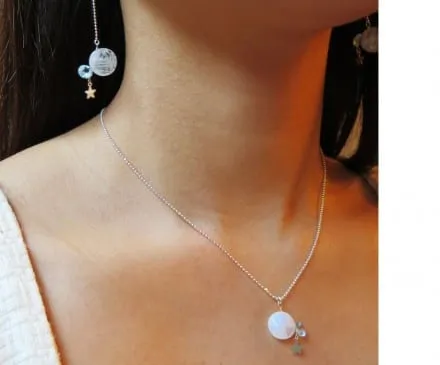 Rainbow Moonstone & Sky Blue Topaz Necklace with Sterling Silver – 3