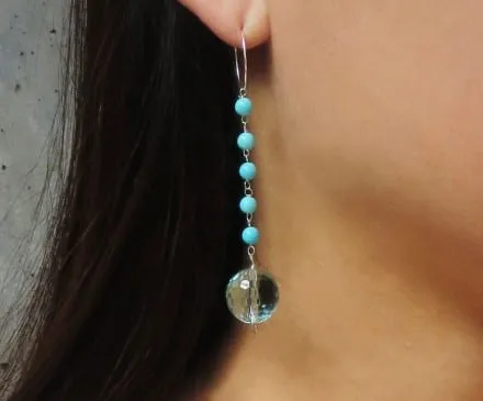 Turquoise & Blue Quartz Earrings with Sterling Silver – 3