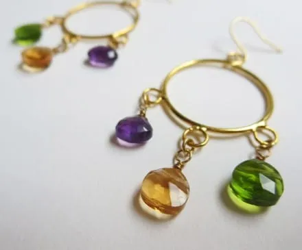 Three Stone Earrings with K14 Gold Filled – 3