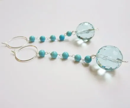 Turquoise & Blue Quartz Earrings with Sterling Silver – 4