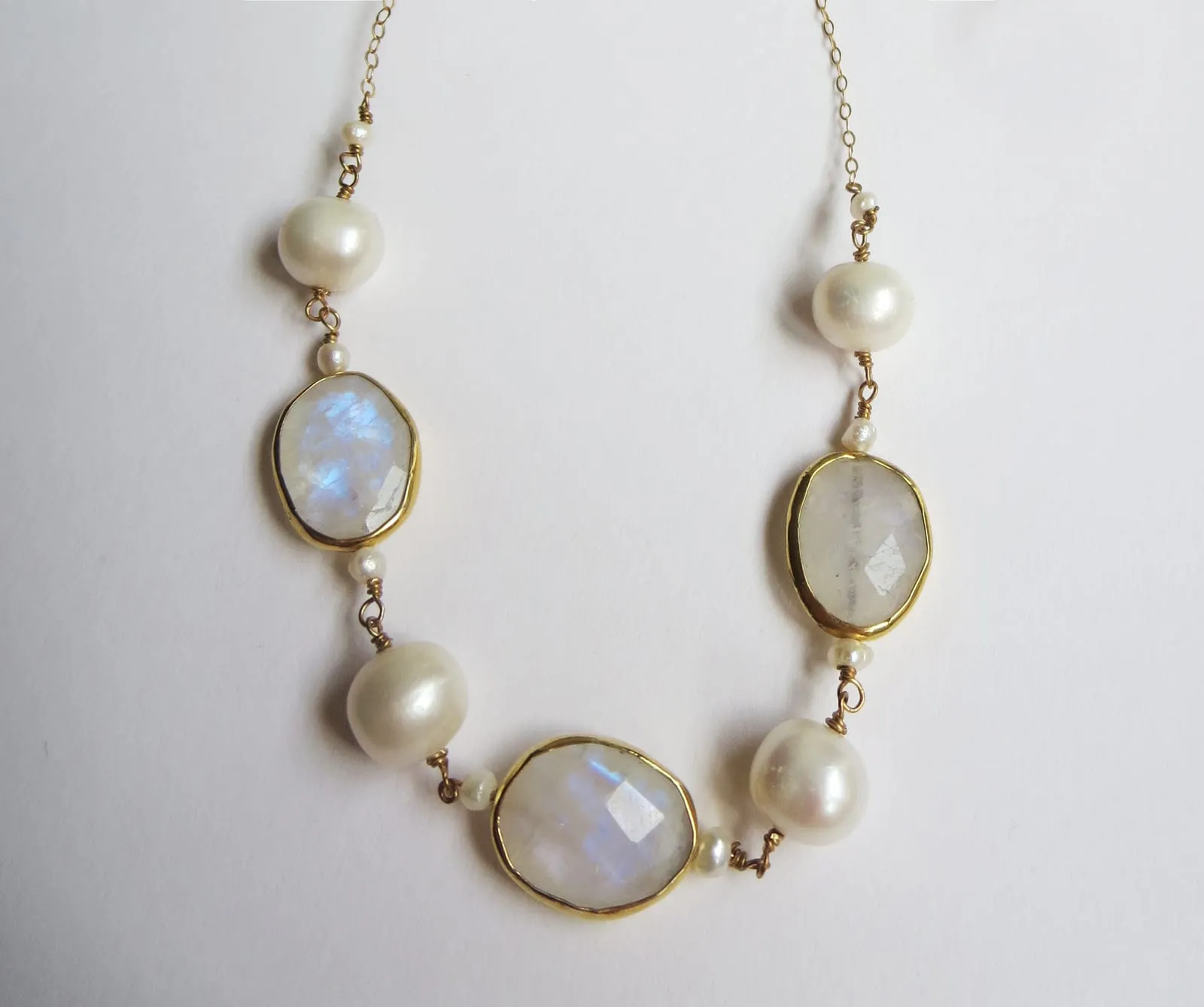 Blue Moonstone & Freshwater Pearl Earrings with 14K Gold Filled – 4